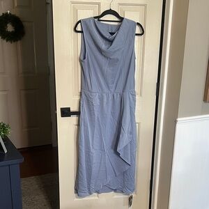 Sleeveless Light Blue Cowl Neck Women's Dress